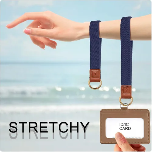 Vista 3 de Fishent Llavero elástico, bonito llavero de pulsera, cordón de muñeca tejido mejorado para llaves, llaveros para mujeres y hombres, llaves