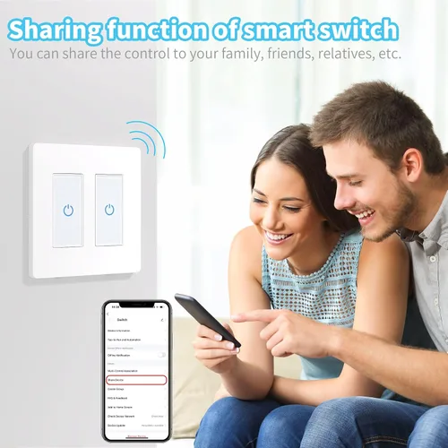 Vista 7 de Milfra Interruptor táctil inteligente de 2 vías, 2 posiciones, blanco, compatible con Alexa y Assistant, no requiere concentrador