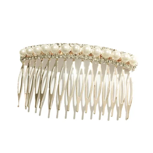 Vista 2 de Los accesorios de pelo nupcial de moda más populares Rhinestone perla aleación peine de pelo de la boda horquilla nupcial cristal horquillas