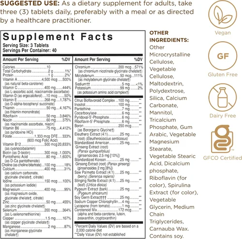 Vista 2 de Solgar Male Multiple - 120 tabletas - Fórmula multivitamínica, mineral y herbaria para hombres - Vegano, sin gluten y sin lácteos - 40 porciones