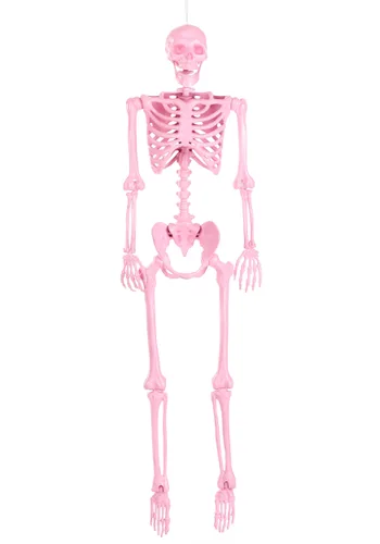 Vista 3 de Esqueleto Poseable de 5 Pies Crazy Bones en Rosa para Decoración de Halloween Multicolor