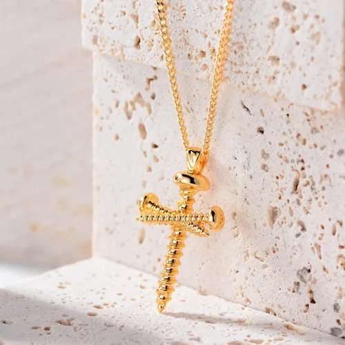 Vista 165 de Fettero - Collar con dije de cruz de fe, chapado en oro de 14 K, cadena fina, minimalista, simple, pequeña, para oración, regalo de joyería religiosa