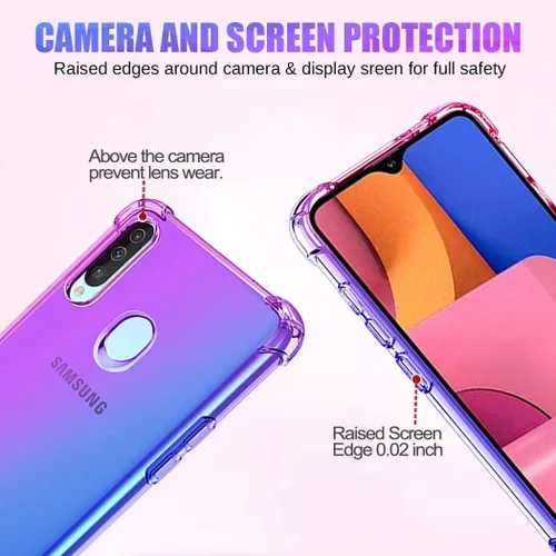 Vista 2 de Funda para Samsung Galaxy A20S, Gradient Slim Anti Scratch Soft TPU Funda Protectora a Prueba de Golpes para Samsung Galaxy A20S (Púrpura/Azul)