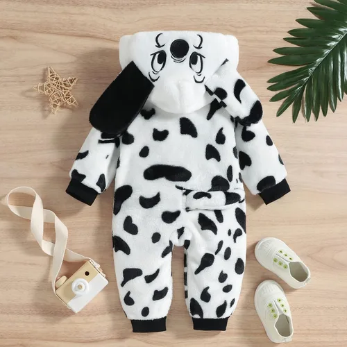 Vista 4 de GRNSHTS Baby Boy Girls Halloween Romper Velvet Hoodied Dalmatian Jumpsuit Toddler Costumes Cartoon Animal Clothes