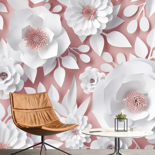 Vista 15 de NWT Calcomanía removible de pared/mural blanco pastel azul margarita, naturaleza, desierto, arte digital, arte moderno, decorativo, floral