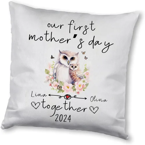 Vista 9 de Funda de almohada personalizada con diseño floral de búho, regalo para mamá, abuela, para ella