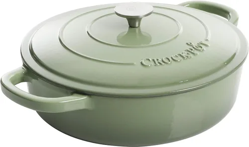 Vista 9 de Crock Pot Artisan - Cacerola de hierro fundido esmaltado con tapa, 5 cuartos de galón, azul aguamarina