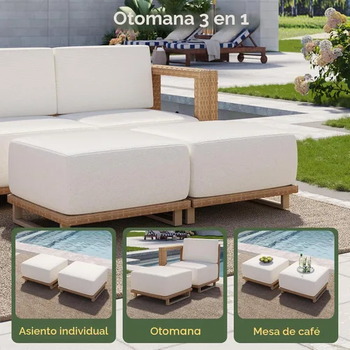 Vista 5 de Aoxun Juego de muebles de patio, juego de sofá de 6 piezas, amarillo/beige Sandy