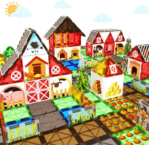 Vista 9 de Azulejos Magnéticos Bloques de Construcción para Niños Pequeños, Juguetes Montessori Magnéticos para Niños y Niñas de 3+ Años, Juegos Educativos