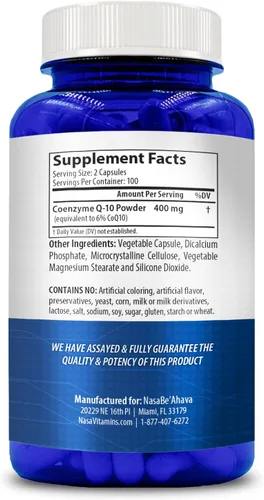 Vista 2 de Cápsulas CoQ10 de 400 mg Coenzima Q10 apta para veganos 400 mg por porción de suplemento de ubiquinona de fácil absorción para la piel, corazón