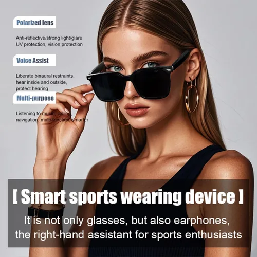 Vista 2 de Gafas inteligentes con altavoz Bluetooth, gafas de audio inteligentes de oído abierto, gafas inteligentes para exteriores para hombres y mujeres