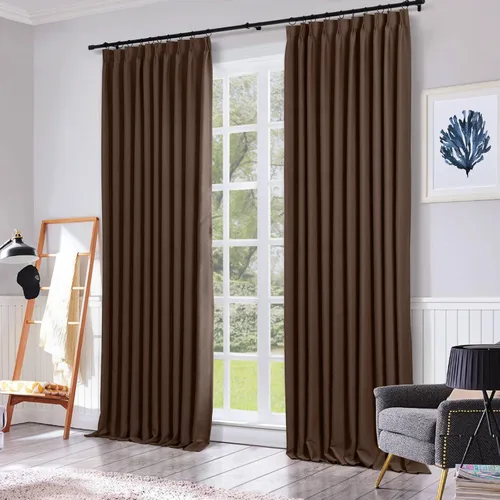 Vista 13 de ChadMade Cortina opaca plisada pesada de 45 pulgadas de largo, 27 pulgadas de ancho x 45 pulgadas de largo, para ventanas pequeñas, color beige