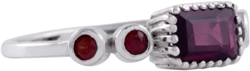 Vista 5 de Anillo de granate, peridoto y amatista para mujer, joyería en plata de ley 925, talla 5 a 13 de EE. UU