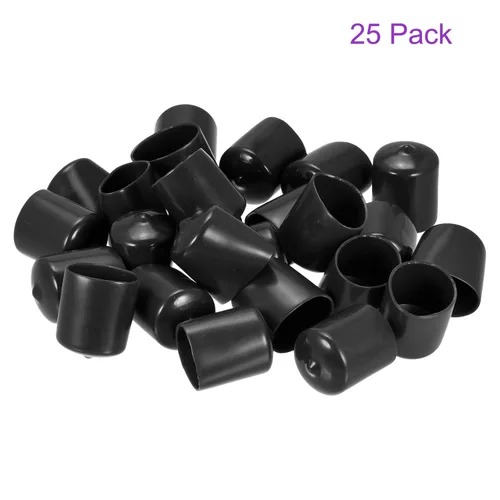 Vista 6 de DMiotech Paquete de 25 protectores de rosca de tornillo negros de 1 pulgada de identificación, tapas de extremo de goma, tapas de perno