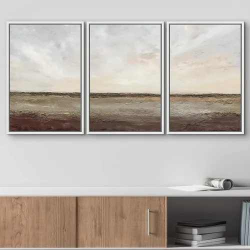 Vista 200 de wall26 Lienzo enmarcado para pared, juego de arte de acuarela pastel, paisaje rural, ilustraciones con formas abstractas, arte moderno, decorativo