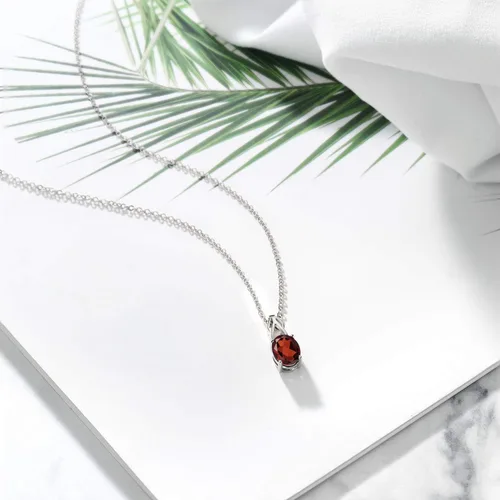 Vista 115 de Gem Stone King Collar de plata de ley 925 con piedra natal ovalada de 0.354 x 0.276 in Collar con colgante solitario para mujer Con cadena