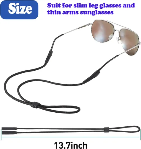 Vista 5 de Soporte de correa para lentes para lentes de brazos delgados – Correas de soporte para gafas alrededor del cuello – Correas de gafas de sol