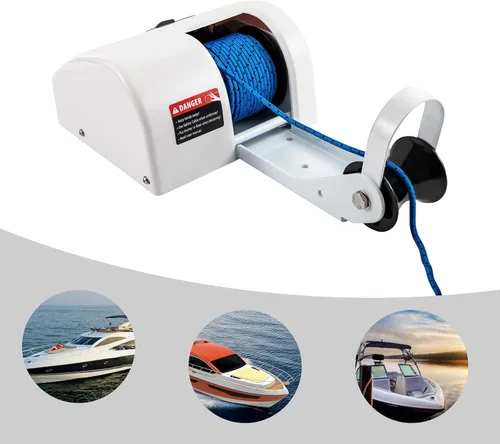 Vista 6 de Cabrestante de anclaje eléctrico, kit de molinete de anclaje para barco, cabrestantes de remolque con control remoto inalámbrico, kit de molinete