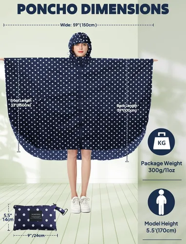 Vista 2 de Anyoo Poncho de lluvia impermeable ligero reutilizable senderismo chaqueta con capucha para actividades al aire libre