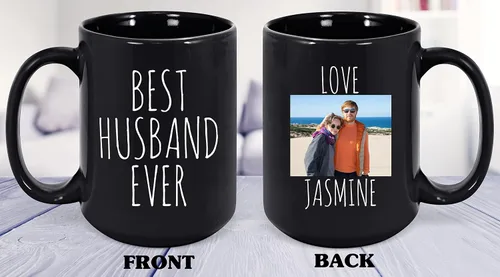 Vista 2 de Taza personalizada para marido, taza de fotos personalizada de esposa, taza de aniversario para él, regalo del día del padre