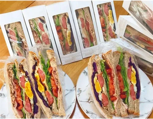 Vista 3 de Hewnda - Caja de sándwich de 100 piezas, caja ecológica para llevar con cuña de sándwich