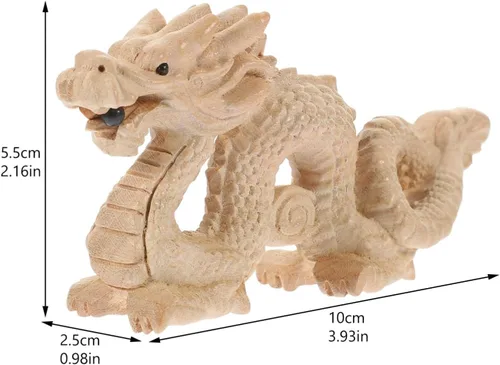 Vista 6 de ABOOFAN Feng Shui escultura de estatua de dragón de madera natural tallada figura de animal Good Lucky 2024 Año del Dragón Año Nuevo Chino Adornos