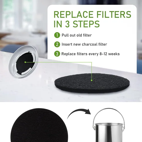 Vista 5 de Paquete de 10 filtros de carbón para cubo de abono de cocina, filtros de abono para reemplazo de cubos de contenedores de encimera