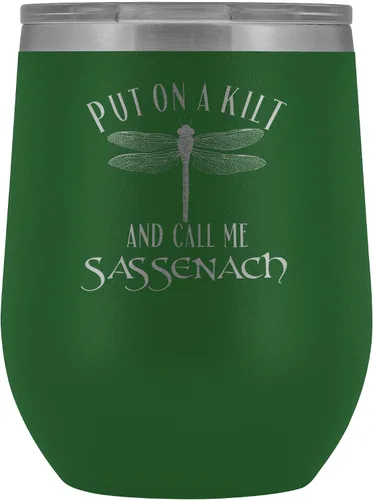 Vista 10 de Outlander Vaso de vino Put On A Kilt and Call Me Sassenach de 12 onzas de acero inoxidable grabado, taza para bebidas frías y calientes, color negro