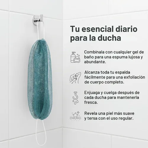 Vista 4 de UJFQBH African Net Sponge Authenti, exfoliante corporal para espalda y zonas de difícil acceso, exfoliante diario suave para limpieza profunda Gris