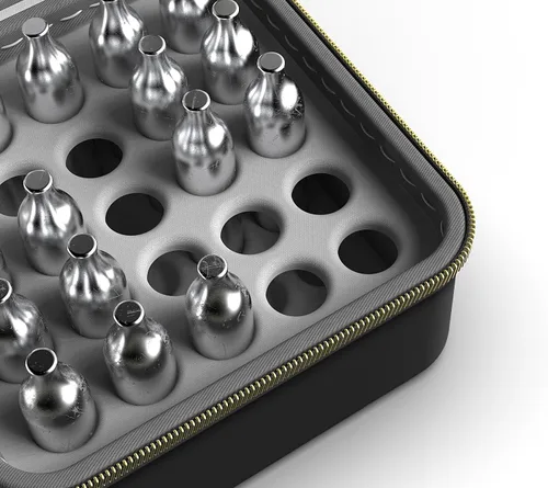 Vista 3 de SHBC Estuche para cartuchos de CO2 de 0.42 oz, soporte organizador de viaje silencioso negro, almacenamiento seguro para cartuchos de CO2/N2O