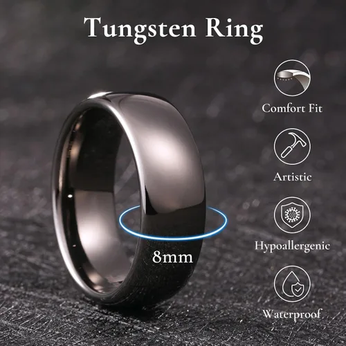 Vista 61 de King Will Alianza de boda de carburo de tungsteno para hombres y mujeres, anillos de promesa para parejas abovedados de alto pulido