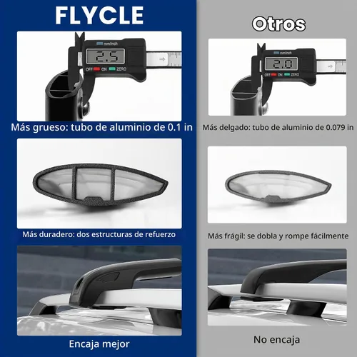 Vista 3 de Barras transversales de techo con cerradura de 300 libras compatibles con VW Atlas 2017-2026