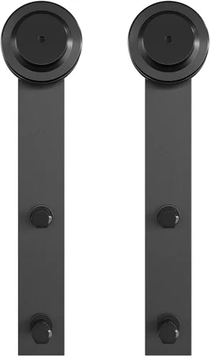 Vista 2 de SMARTSTANDARD Perchas corredizas para puerta de granero, 2 piezas (negro) (perchas en forma de I)
