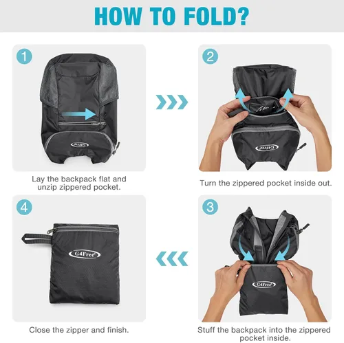 Vista 3 de G4Free, mochila pequeña y plegable, liviana y casual, para ir de camping o para exteriores, para adultos y niños (11 L)