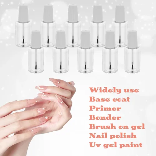 Vista 6 de NICENEEDED Botellas vacías de esmalte de uñas, contenedor de esmalte de uñas de plástico recargable, botellas de esmalte de uñas transparentes