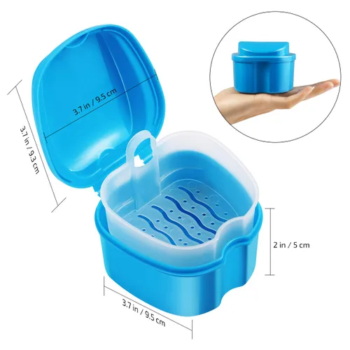 Vista 4 de rosenice Estuche de dentadura para dentadura y baño, retenedor de ortodoncia dental, caja de almacenamiento de dientes falsos con copas coladoras