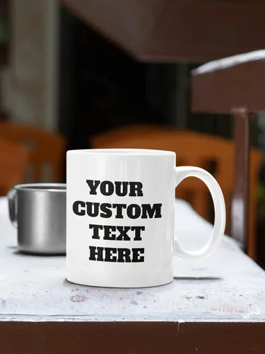 Vista 7 de Tazas personalizadas con palabras, texto o nombres personalizados, taza de café de cerámica blanca de 11 onzas, tazas de café personalizables
