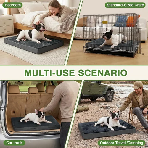 Vista 4 de Cojín impermeable de la jaula de la cama del perro pequeño 24", alfombra ortopédica lavable del gato del cachorro Outdoor Pet Bed Foam, Reversible