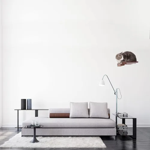 Vista 4 de Catastrophic Creations - Estante flotante de madera para gatos (bambú castaño) - Muebles de pared para gatos de interior - Estantes de madera