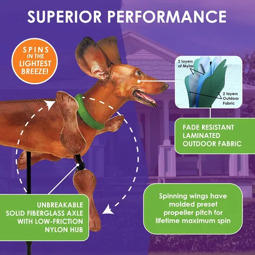 Vista 4 de Premier Kites Whirligig Spinner - 20 pulgadas Dachshund Spinner