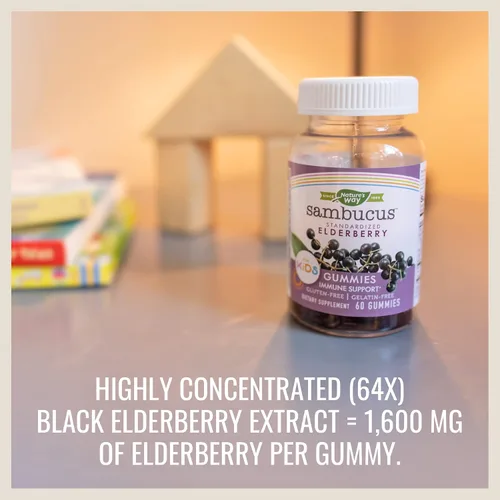 Vista 4 de Nature's Way Sambucus - Gomitas de saúco y gomitas de saúco Sambucus para niños, gomitas de apoyo inmunológico, delicioso sabor a bayas, 60 gomitas