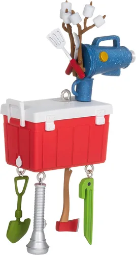 Vista 2 de Hallmark Keepsake Adorno de Navidad 2021, ciervos de camping Camping Deer