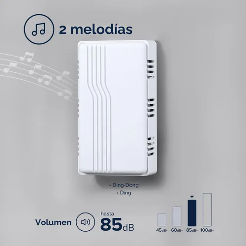 Vista 3 de Heath Zenith Timbre mecánico con cable para puerta, blanco, plástico, con cable, 2 melodías, vertical, horizontal, 80 dB, botón no incluido