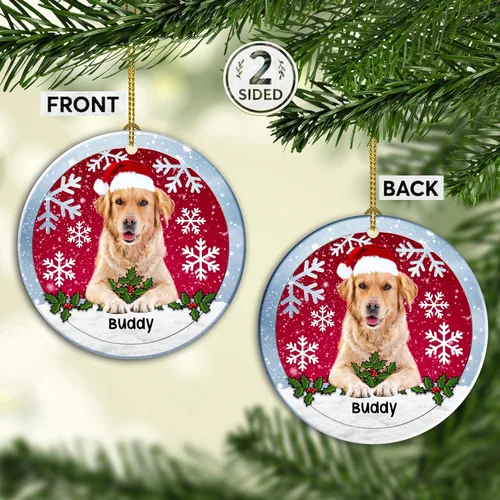 Vista 4 de Adorno de Navidad personalizado Golden Retriever 2023 – Decoraciones colgantes de Navidad – Adorno personalizado de Golden Retriever – Adorno