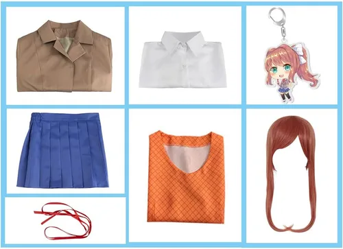 Vista 16 de Juejuezi Doki Doki Monika, traje de Yuri, uniforme escolar, Sayori, cosplay, disfraz de niña escolar para Halloween