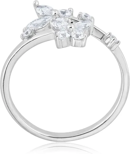 Vista 2 de AVORA Anillo de dedo del pie de mariposa ajustable de plata de ley 925 con circonita de diamante simulado