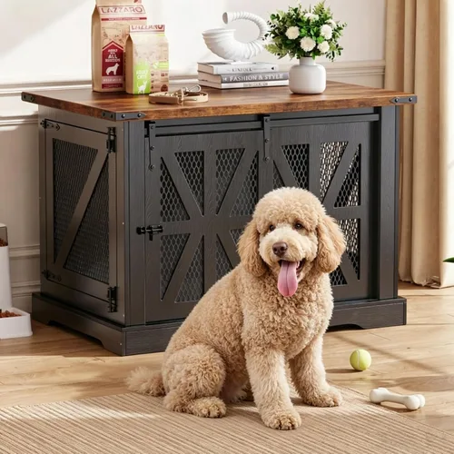 Vista 12 de VOPEAK Mueble de jaula para perros pequeños de 27.5 pulgadas, jaula resistente a los mordedores para cachorros, jaula resistente para perros