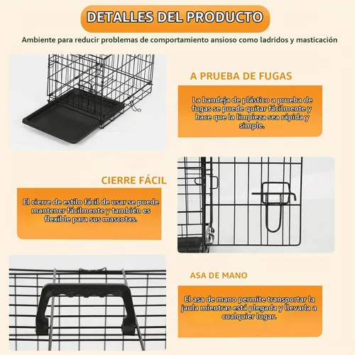 Vista 6 de PayLessHere Jaula para Perros de 46 cm para Perros Pequeños, Jaula de Metal de Puerta Única Plegable para Viajes, Interior y Exterior, con Divisores