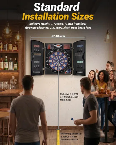 Vista 7 de WIN.MAX Electronic Dart Board Cabinet Set for Adults, Black