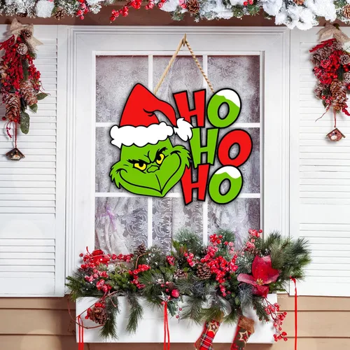 Vista 5 de Letrero de Puerta de Navidad Letrero de Madera de Navidad Colgador de Madera de Navidades para Decoración de Puerta Delantera Exterior